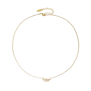 Exquisite 18K gold-plated geometric necklace with sparkling white zircon pendant for women