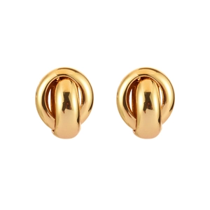 Polished gold geometric twisted double hoop earrings with a minimalist metallic finish