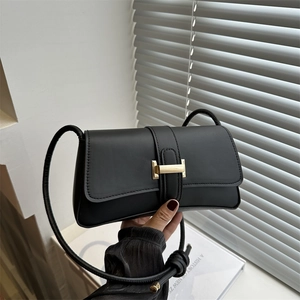 Women Fashion PU Leather Small Square Shoulder Bag With H-Shaped Metal Buckle Knotted Strap Trendy Crossbody Bag Daily Purse