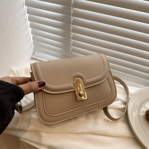 Damen Retro PU Leder Kleine Quadratische Tasche Einfache Einfarbige Schulter Umhängetasche Mit Metallschloss Für Den Alltag