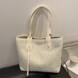 Sac Cabas En Peluche Grande Capacité Sac À Main En Fausse Fourrure Avec Poignées En Cuir PU Pour Femmes Automne Hiver