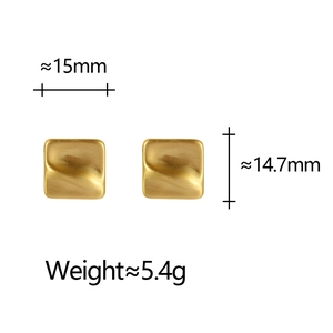 Spécifications de taille pour boucles d'oreilles carrées dorées à texture ondulée