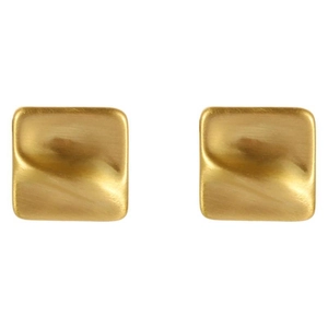 Boucles d'oreilles carrées dorées minimalistes avec métal brossé et design ondulé