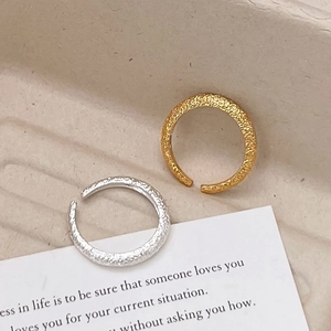 Adjustable wrinkled texture gold and silver rings with unique hammered metal design