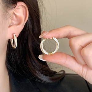 Copper Gold Plated Enamel Geometric Hoop Earrings Minimalist Spiral Design Elegant Fashion Accessory For Women