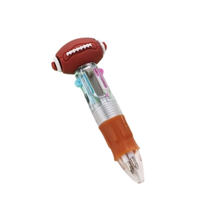 Creative American football multi-color ballpoint pen with soft grip and 3D topper