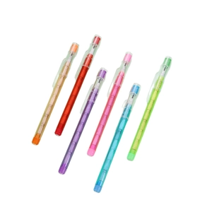 Set di 6 matite impilabili trasparenti colorate con gommini per forniture scolastiche