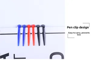 Set of 6 portable pens with clips in red, blue, and black for easy carrying