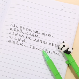 Bamboo style panda gel pen with 0.5mm black ink for student writing on paper