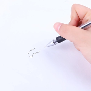 0.5mm black gel ink pen with ergonomic non-slip rubber grip for office writing