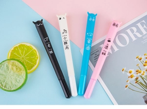 Stylos gel 0,5 mm créatifs en quatre couleurs avec capuchons de cornes de diable mignons
