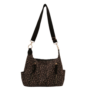 Vintage leopard print oversized hobo tote bag with adjustable wide shoulder strap