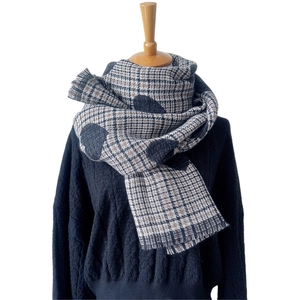 Winter Scarf Women Heart Pattern Plaid Houndstooth Thick Warm Shawl With Tassel Polyester Elegant Accessory