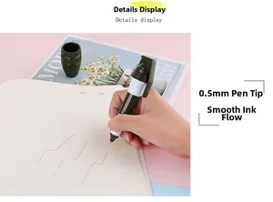 Detail of 0.5mm creative grenade-shaped ballpoint pen showing smooth ink flow and tip