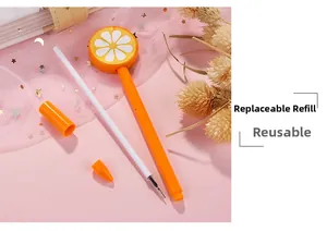 Kreativer Frucht-Gelschreiber mit Orangen-Design und austauschbarer Tintenmine