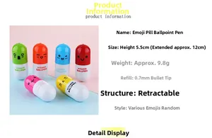 Spécifications de taille et de poids pour stylos à bille rétractables avec emoji