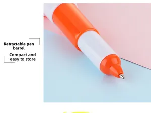 Mini stylo bille rétractable en forme de pilule avec corps compact extensible orange et blanc