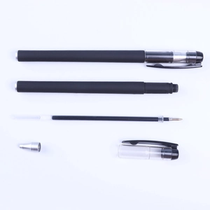 Matte black gel pen and disassembled components set for office and study use
