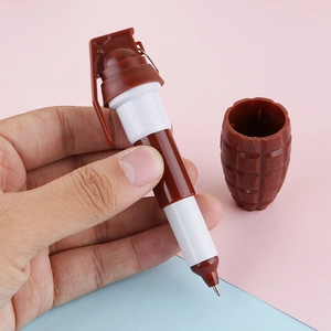 Creative grenade-shaped ballpoint pen with a portable retractable design and mini size