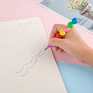 Multi-colored stackable smile face crayons with colorful fiber tips for children's drawing