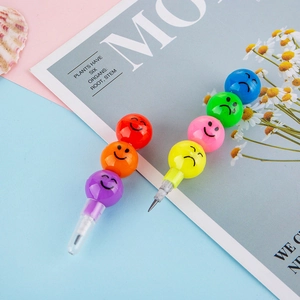 Creative stackable smiley face pencils in 7 vibrant colors with modular building block design