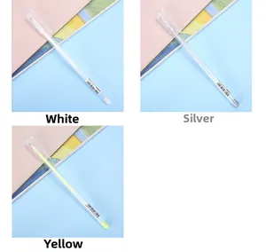 Detail of white, silver, and yellow highlighter pens for drawing and art journaling