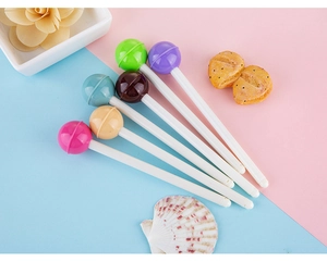 Creative lollipop shaped gel pens in six vibrant candy colors for cute office stationery