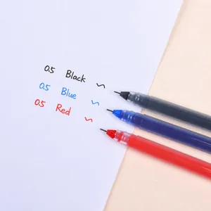 Pack of 3 large capacity 0.5mm gel pens in black blue and red with frosted barrels