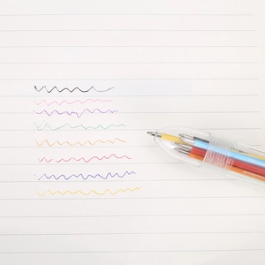 Creative 8-color cartoon transparent ballpoint pen with multi-color ink writing samples