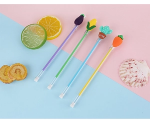 Lot de stylos gel 0,5 mm créatifs avec décors carotte et maïs en silicone souple