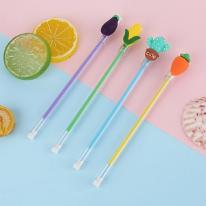 Lot de 4 stylos à gel créatifs en forme de légumes avec corps transparent