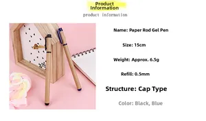 Detail view of 15cm eco-friendly kraft paper gel pen with 0.5mm nib and cap design