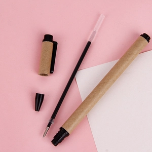 Eco-friendly kraft paper gel pen set with 0.5mm black ink and detachable components
