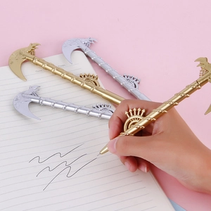 Creative grim reaper scythe gel pens in gold and silver finish for school stationery