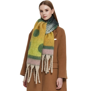 Thick Scarf Shawl Polyester Imitation Cashmere Jacquard Gradient Polka Dot Large Tassel Winter Warm Fashion For Women