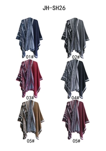 Detail overview showing six patterns of thick knit Christmas reindeer cloaks for women