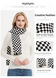 Detail showing high-quality stitching and textured knit fabric of checkers scarf