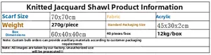 Size specifications 70x70cm for knitting acrylic V-neck poncho shawl weighing 270g per piece