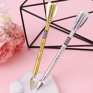 Creative arrow-shaped neutral pens in gold and silver finish with target pattern
