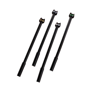 Set of four 0.5mm black ink gel pens with cute 3D cartoon cat character toppers