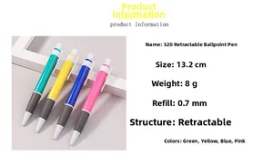 0.7mm retractable ballpoint pens showing 13.2cm size and 8g weight specifications