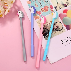 Unicorn Gel Ink Pen With Soft Silicone Topper Cartoon Black Ink Writing Stationery For Students Office Cute Stationery