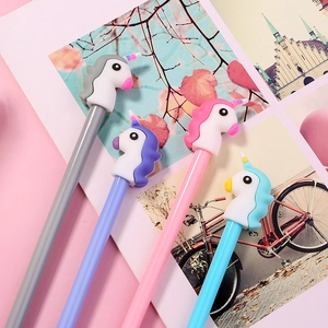 Set of creative unicorn neutral pens in four colors for student writing and office use