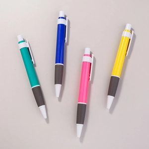 Retractable ballpoint pens in vibrant colors with ergonomic non-slip rubber grip