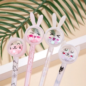 Cute bunny ear gel pens with colorful cherry blossom sequins and floral patterns
