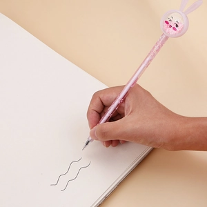 Pink bunny ear neutral pen with sequins and cherry blossom patterns for students