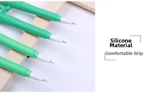 Close-up of green silicone cactus pens showing comfortable grip and fine tip