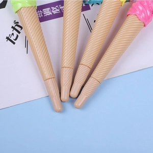 Set of four cute ice cream cone gel pens with textured barrels and colorful cream tops