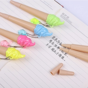 Cute ice cream cone shaped neutral pens with colorful toppings and crystal pendants