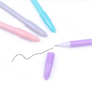 Macaron color unicorn fan pens set with 0.5mm black ink gel pens for students